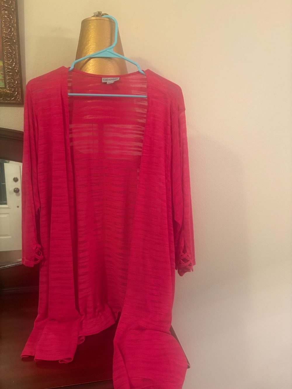 Catherines Hot Pink Open-Front Lightweight Cardigan